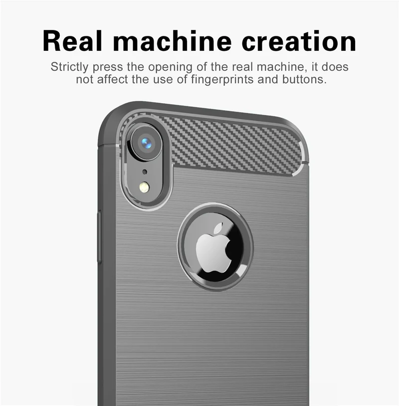Cadorabo Hülle für Apple iPhone XR Schutzhülle aus flexiblem TPU Silikon in Edelstahl-Karbonfaser Optik