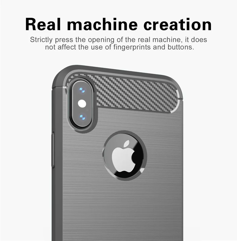 Cadorabo Hülle für Apple iPhone X / XS Schutzhülle aus flexiblem TPU Silikon in Edelstahl-Karbonfaser Optik