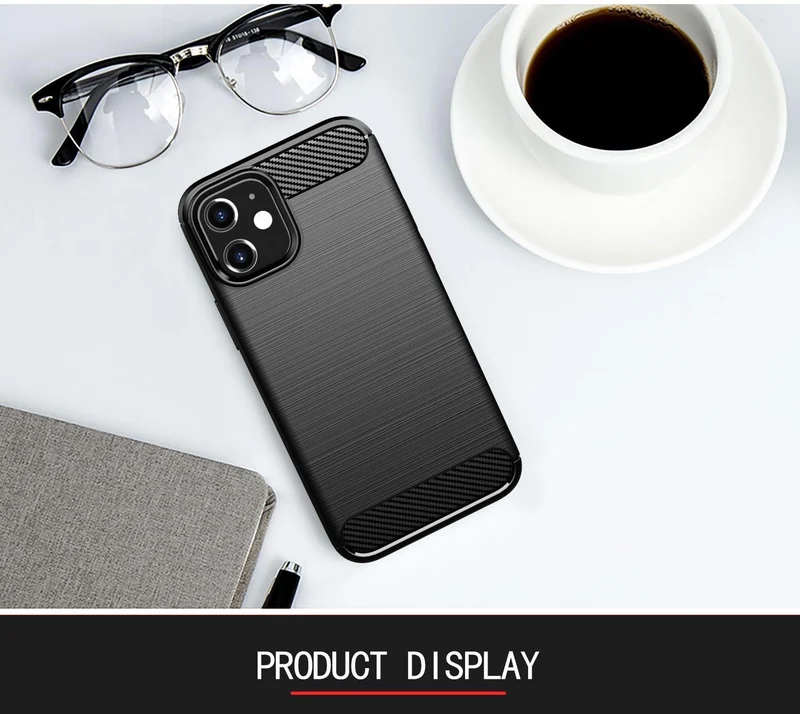 Cadorabo Hülle für Apple iPhone 12 MINI Schutzhülle aus flexiblem TPU Silikon in Edelstahl-Karbonfaser Optik