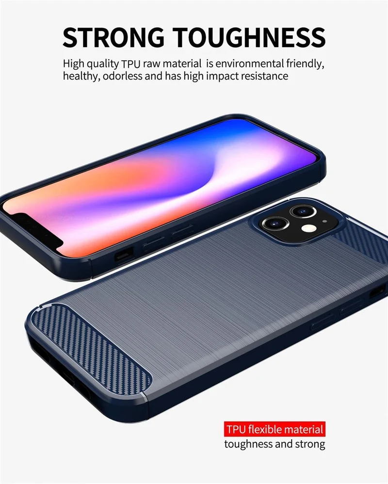 Cadorabo Hülle für Apple iPhone 12 MINI Schutzhülle aus flexiblem TPU Silikon in Edelstahl-Karbonfaser Optik