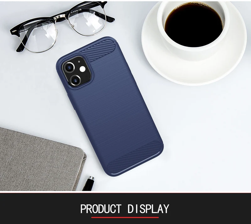Cadorabo Hülle für Apple iPhone 12 MINI Schutzhülle aus flexiblem TPU Silikon in Edelstahl-Karbonfaser Optik