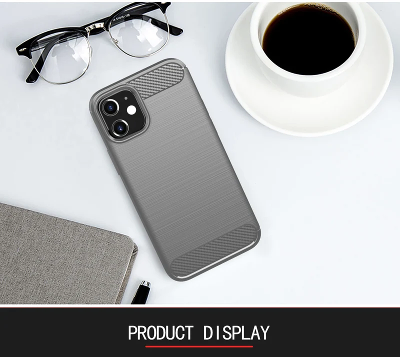 Cadorabo Hülle für Apple iPhone 12 MINI Schutzhülle aus flexiblem TPU Silikon in Edelstahl-Karbonfaser Optik