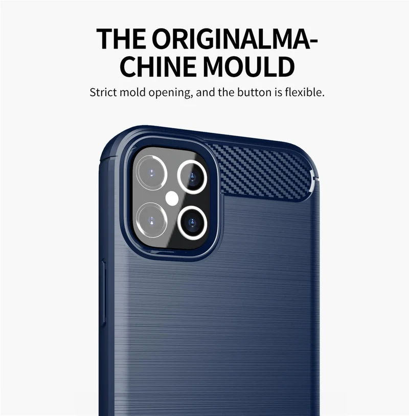 Cadorabo Hülle für Apple iPhone 12 / 12 PRO Schutzhülle aus flexiblem TPU Silikon in Edelstahl-Karbonfaser Optik
