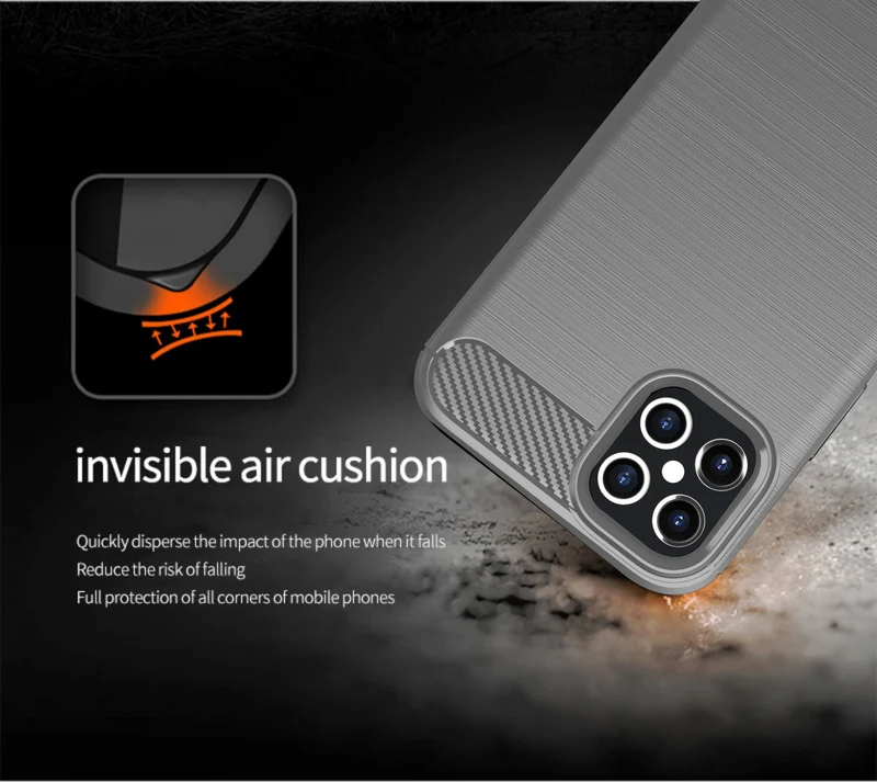 Cadorabo Hülle für Apple iPhone 12 / 12 PRO Schutzhülle aus flexiblem TPU Silikon in Edelstahl-Karbonfaser Optik