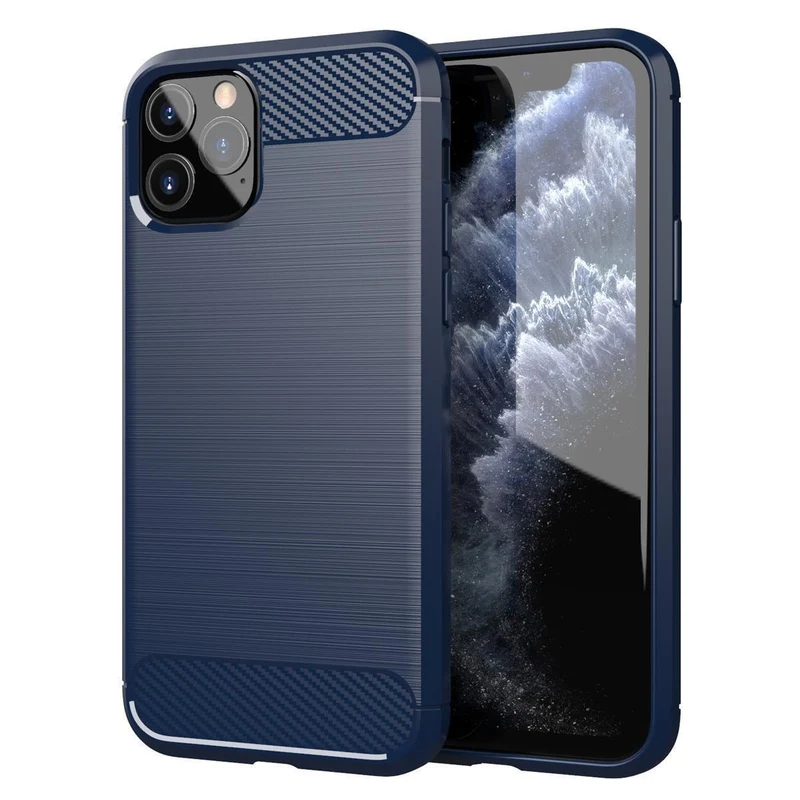 Cadorabo Hülle für Apple iPhone 11 PRO MAX Schutzhülle aus flexiblem TPU Silikon in Edelstahl-Karbonfaser Optik