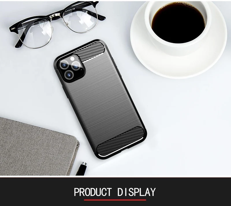 Cadorabo Hülle für Apple iPhone 11 PRO MAX Schutzhülle aus flexiblem TPU Silikon in Edelstahl-Karbonfaser Optik