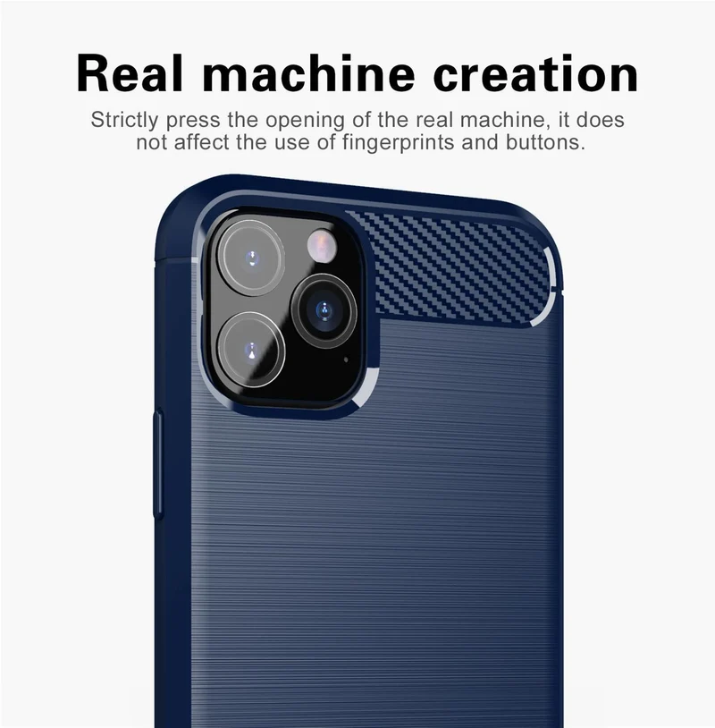 Cadorabo Hülle für Apple iPhone 11 PRO MAX Schutzhülle aus flexiblem TPU Silikon in Edelstahl-Karbonfaser Optik