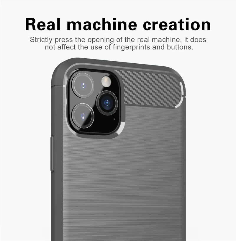 Cadorabo Hülle für Apple iPhone 11 PRO MAX Schutzhülle aus flexiblem TPU Silikon in Edelstahl-Karbonfaser Optik
