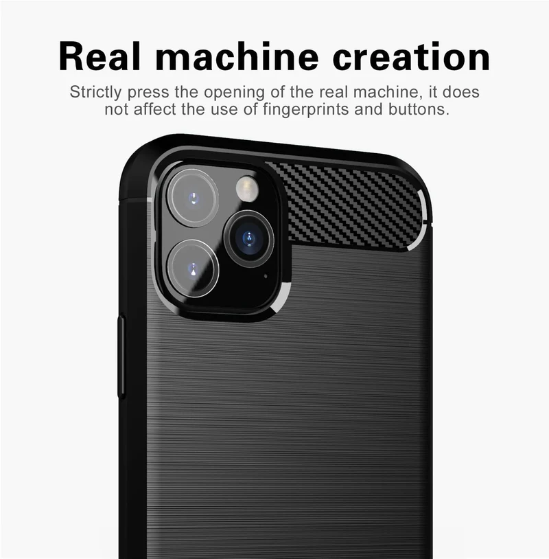 Cadorabo Hülle für Apple iPhone 11 PRO Schutzhülle aus flexiblem TPU Silikon in Edelstahl-Karbonfaser Optik