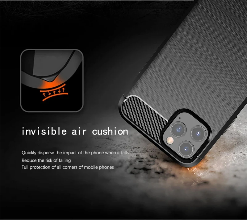 Cadorabo Hülle für Apple iPhone 11 PRO Schutzhülle aus flexiblem TPU Silikon in Edelstahl-Karbonfaser Optik