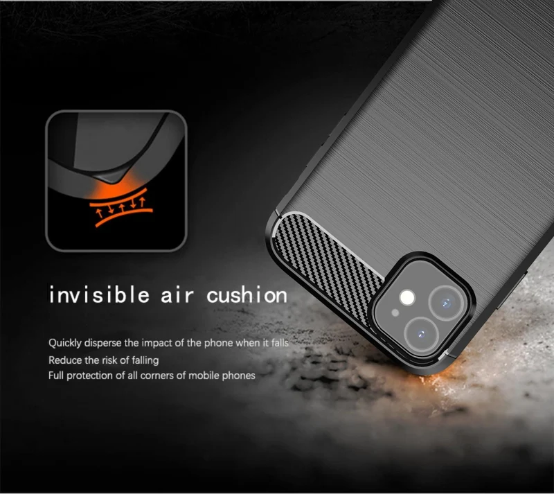 Cadorabo Hülle für Apple iPhone 11 Schutzhülle aus flexiblem TPU Silikon in Edelstahl-Karbonfaser Optik