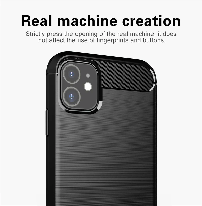 Cadorabo Hülle für Apple iPhone 11 Schutzhülle aus flexiblem TPU Silikon in Edelstahl-Karbonfaser Optik