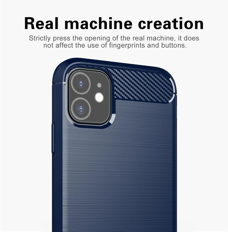Cadorabo Hülle für Apple iPhone 11 Schutzhülle aus flexiblem TPU Silikon in Edelstahl-Karbonfaser Optik