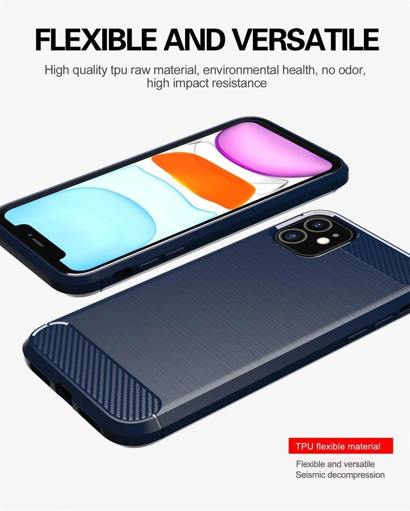 Cadorabo Hülle für Apple iPhone 11 Schutzhülle aus flexiblem TPU Silikon in Edelstahl-Karbonfaser Optik