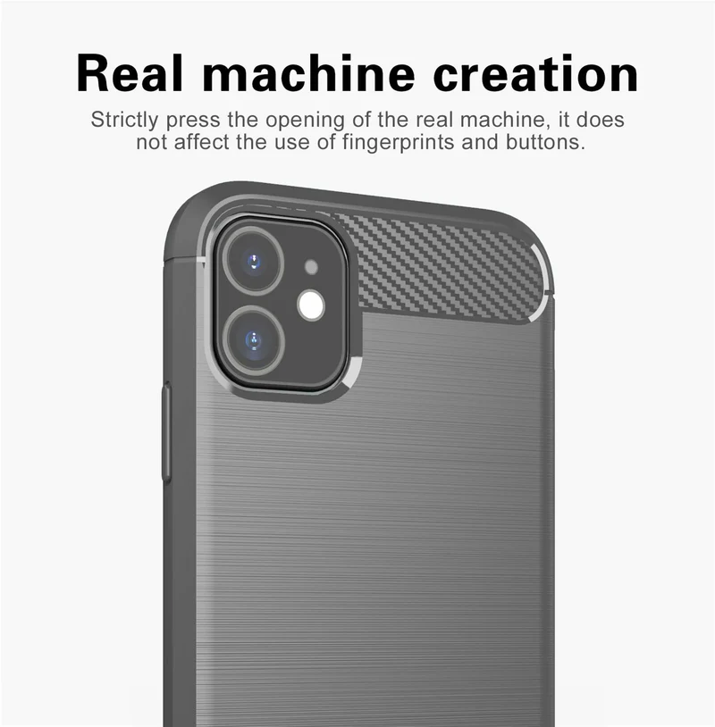 Cadorabo Hülle für Apple iPhone 11 Schutzhülle aus flexiblem TPU Silikon in Edelstahl-Karbonfaser Optik