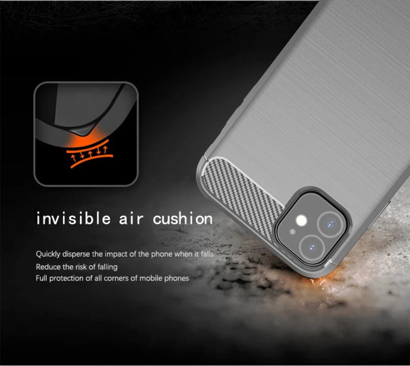 Cadorabo Hülle für Apple iPhone 11 Schutzhülle aus flexiblem TPU Silikon in Edelstahl-Karbonfaser Optik