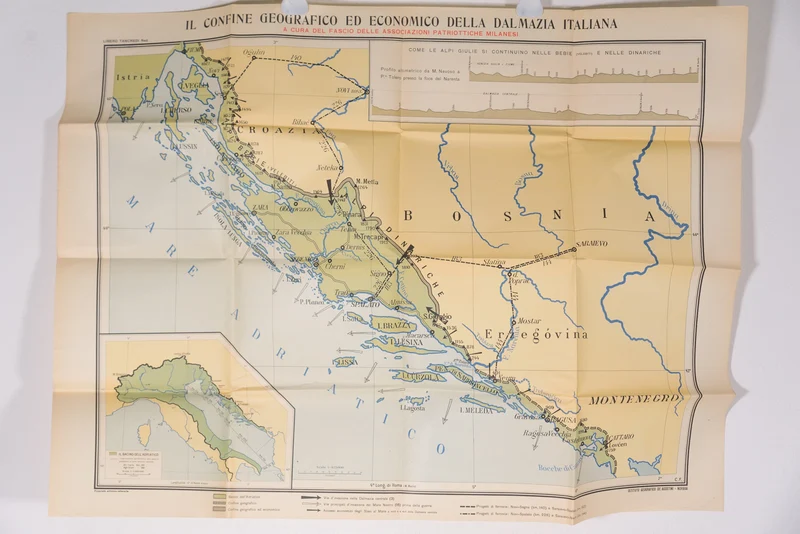 Geografische Karte mit den Grenzen des italienischen Dalmatiens