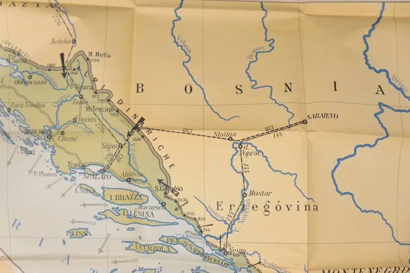 Geografische Karte mit den Grenzen des italienischen Dalmatiens