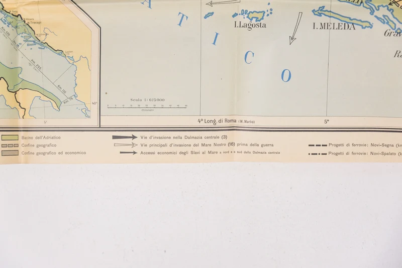 Geografische Karte mit den Grenzen des italienischen Dalmatiens