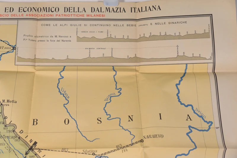 Geografische Karte mit den Grenzen des italienischen Dalmatiens