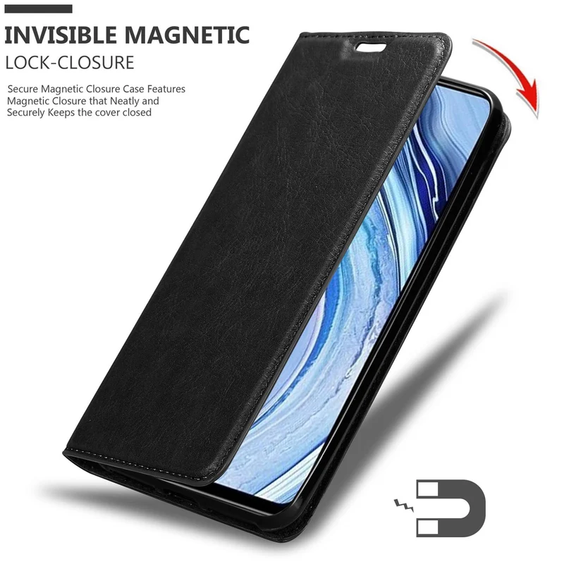 Cadorabo Hülle kompatibel mit Xiaomi RedMi NOTE 9 PRO / NOTE 9S Schutzhülle mit Magnetverschluss, Standfunktion und Kartenfach