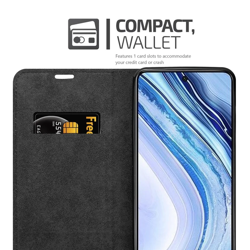 Cadorabo Hülle kompatibel mit Xiaomi RedMi NOTE 9 PRO / NOTE 9S Schutzhülle mit Magnetverschluss, Standfunktion und Kartenfach