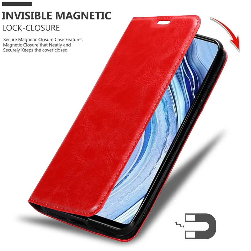 Cadorabo Hülle kompatibel mit Xiaomi RedMi NOTE 9 PRO / NOTE 9S Schutzhülle mit Magnetverschluss, Standfunktion und Kartenfach
