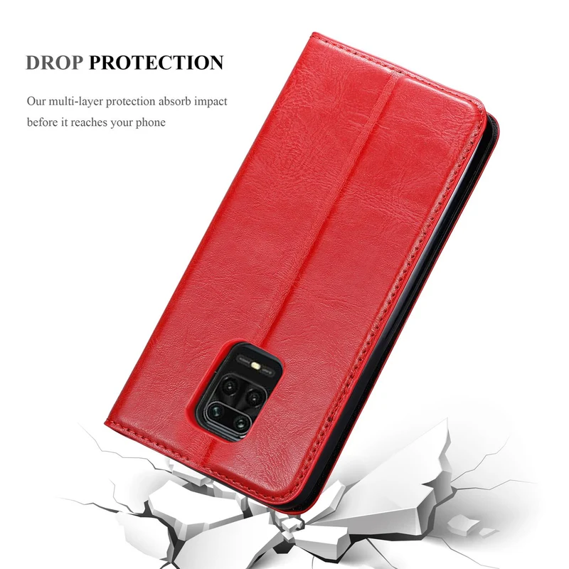 Cadorabo Hülle kompatibel mit Xiaomi RedMi NOTE 9 PRO / NOTE 9S Schutzhülle mit Magnetverschluss, Standfunktion und Kartenfach