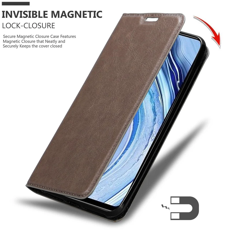 Cadorabo Hülle kompatibel mit Xiaomi RedMi NOTE 9 PRO / NOTE 9S Schutzhülle mit Magnetverschluss, Standfunktion und Kartenfach