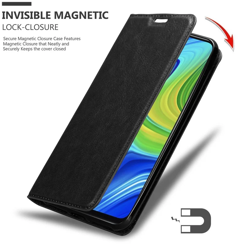 Cadorabo Hülle kompatibel mit Xiaomi RedMi NOTE 9 Schutzhülle mit Magnetverschluss, Standfunktion und Kartenfach