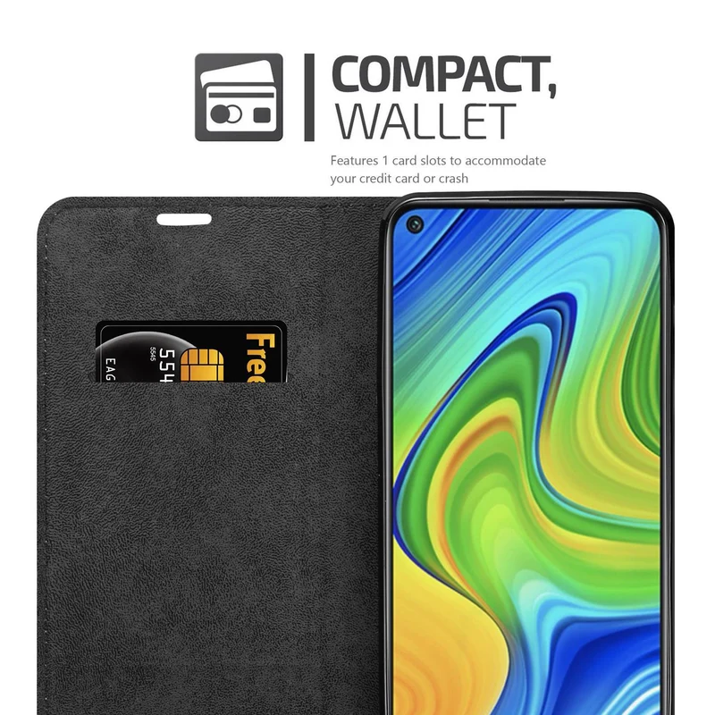 Cadorabo Hülle kompatibel mit Xiaomi RedMi NOTE 9 Schutzhülle mit Magnetverschluss, Standfunktion und Kartenfach