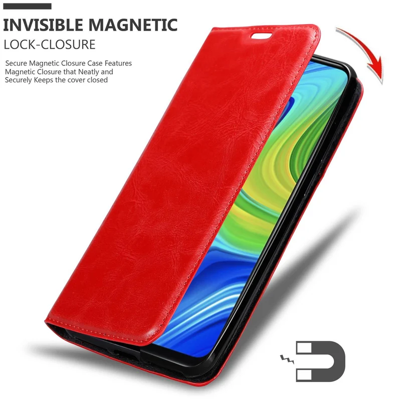 Cadorabo Hülle kompatibel mit Xiaomi RedMi NOTE 9 Schutzhülle mit Magnetverschluss, Standfunktion und Kartenfach