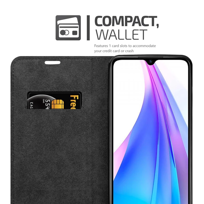 Cadorabo Hülle kompatibel mit Xiaomi RedMi NOTE 8T Schutzhülle mit Magnetverschluss, Standfunktion und Kartenfach