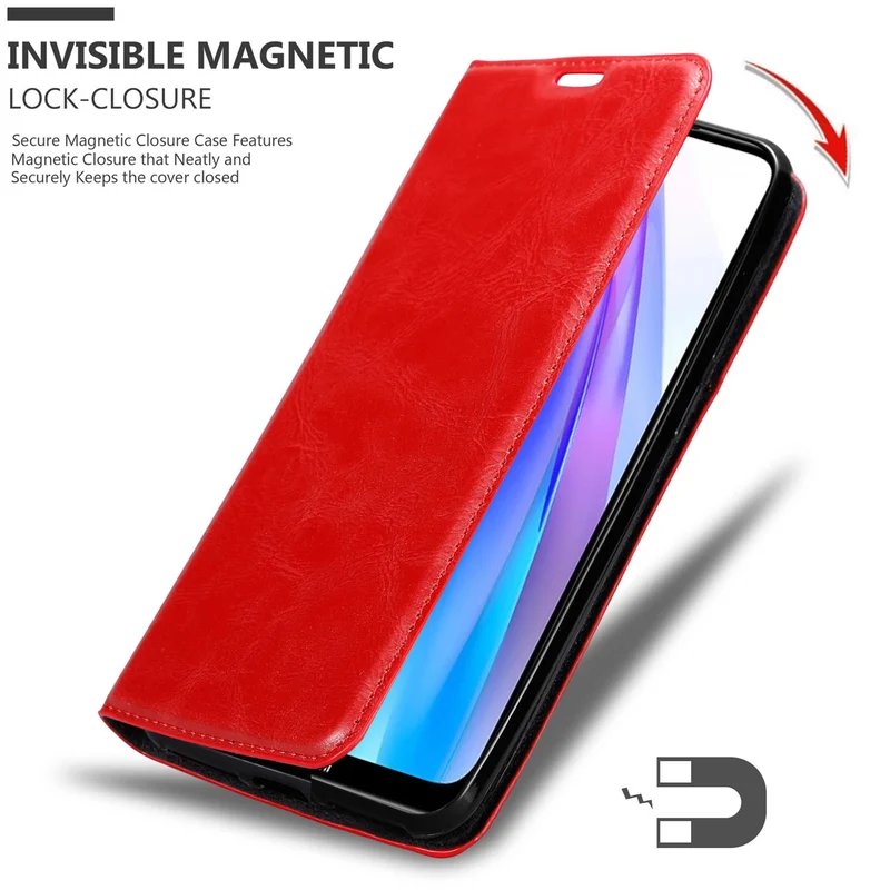 Cadorabo Hülle kompatibel mit Xiaomi RedMi NOTE 8T Schutzhülle mit Magnetverschluss, Standfunktion und Kartenfach