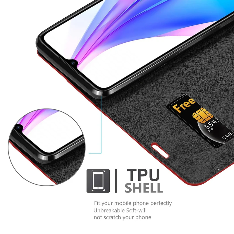 Cadorabo Hülle kompatibel mit Xiaomi RedMi NOTE 8T Schutzhülle mit Magnetverschluss, Standfunktion und Kartenfach