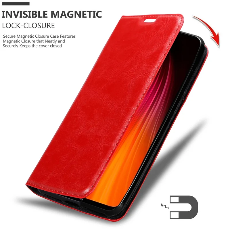 Cadorabo Hülle kompatibel mit Xiaomi RedMi NOTE 8 Schutzhülle mit Magnetverschluss, Standfunktion und Kartenfach