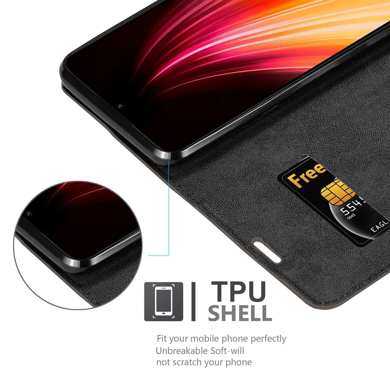 Cadorabo Hülle kompatibel mit Xiaomi RedMi NOTE 8 Schutzhülle mit Magnetverschluss, Standfunktion und Kartenfach