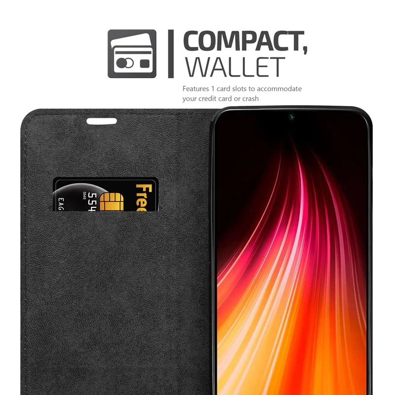 Cadorabo Hülle kompatibel mit Xiaomi RedMi NOTE 8 Schutzhülle mit Magnetverschluss, Standfunktion und Kartenfach