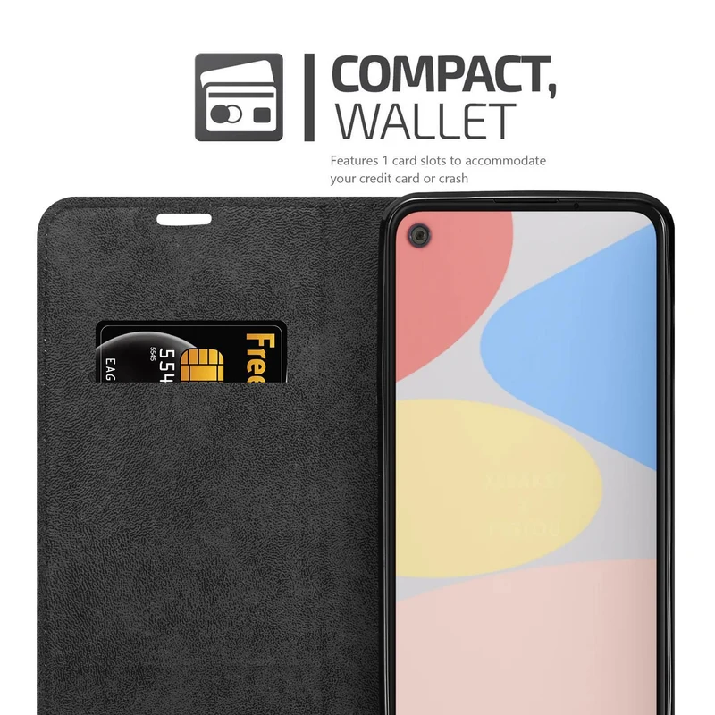 Cadorabo Hülle kompatibel mit Google PIXEL 4A 5G Schutzhülle mit Magnetverschluss, Standfunktion und Kartenfach