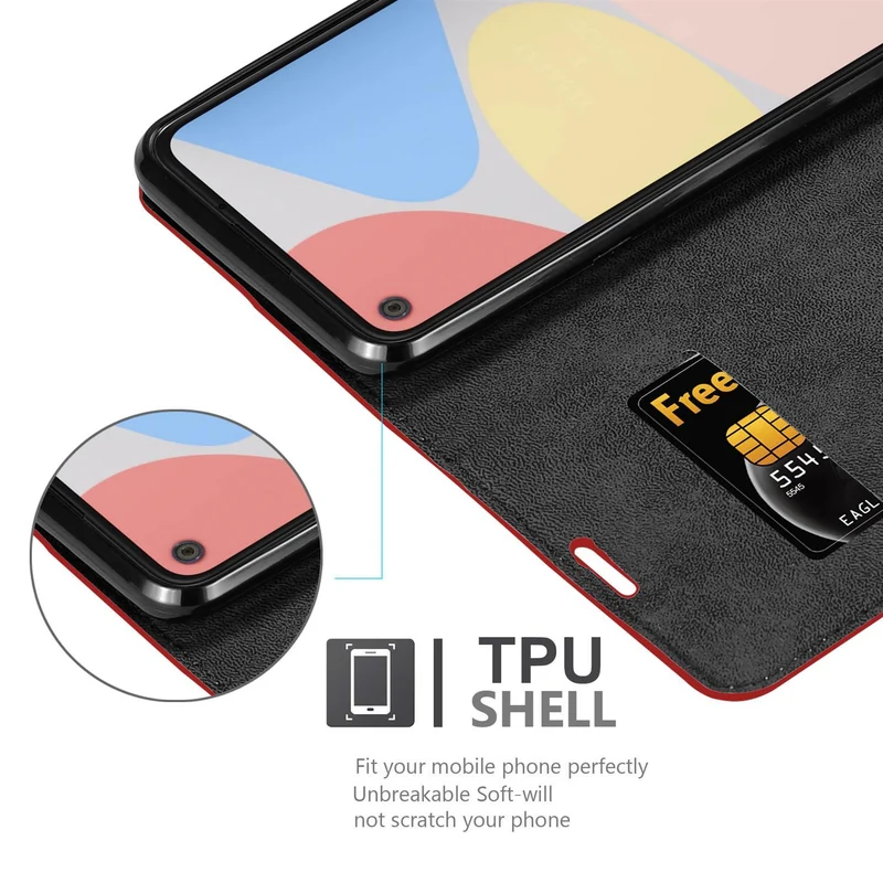 Cadorabo Hülle kompatibel mit Google PIXEL 4A 5G Schutzhülle mit Magnetverschluss, Standfunktion und Kartenfach