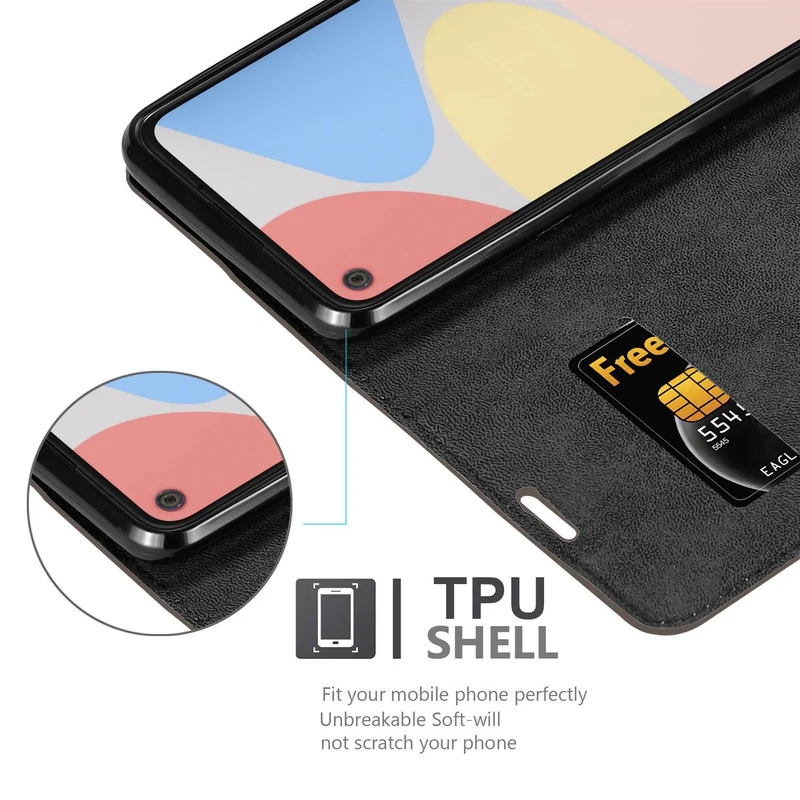 Cadorabo Hülle kompatibel mit Google PIXEL 4A Schutzhülle mit Magnetverschluss, Standfunktion und Kartenfach
