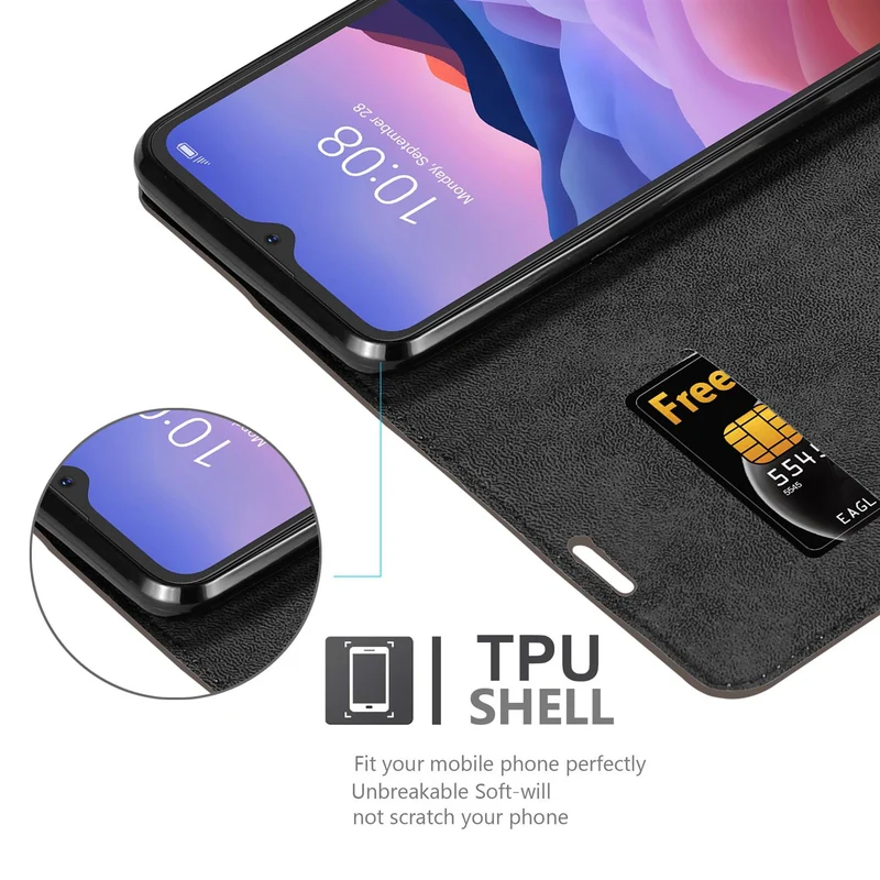 Cadorabo Hülle kompatibel mit ZTE Blade V2020 SMART Schutzhülle mit Magnetverschluss, Standfunktion und Kartenfach