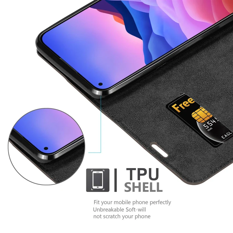 Cadorabo Hülle kompatibel mit ZTE Blade V2020 Schutzhülle mit Magnetverschluss, Standfunktion und Kartenfach