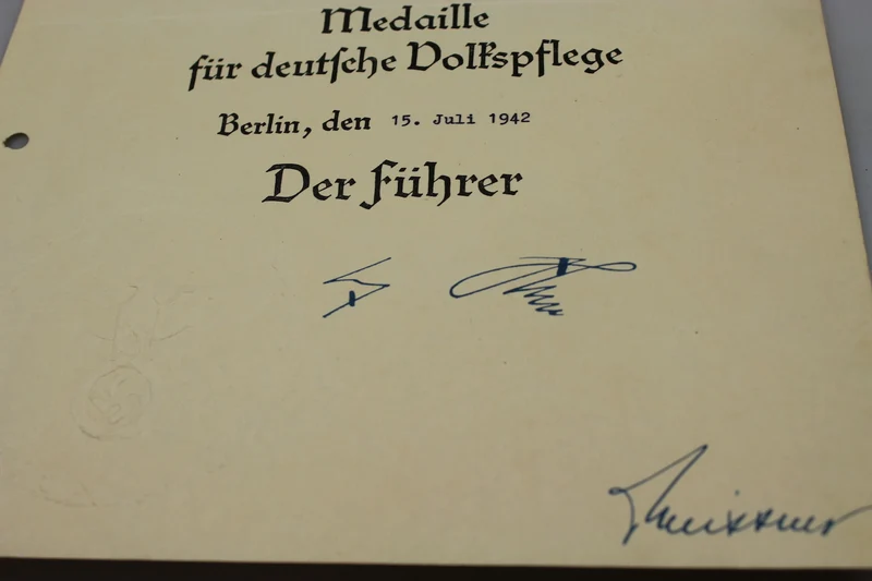 Ordensurkunde der Deutschen Volkspfaffege