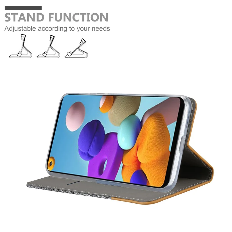 Cadorabo Hülle kompatibel mit Samsung Galaxy A21s Schutzhülle mit Magnetverschluss, Standfunktion und Kartenfach
