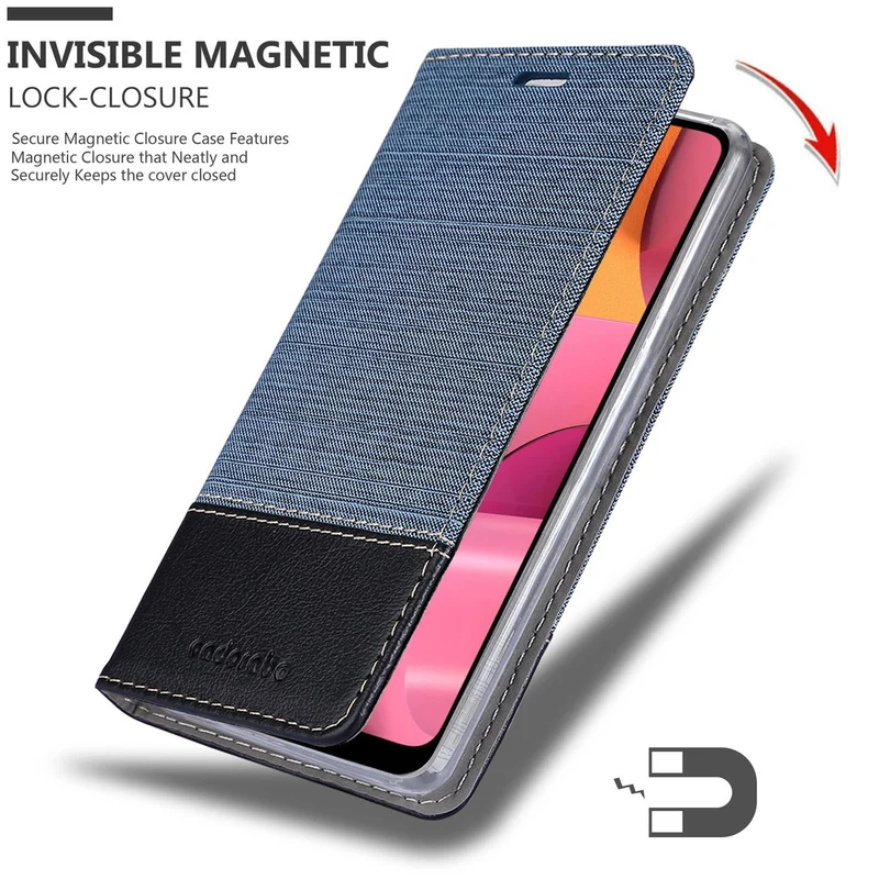 Cadorabo Hülle kompatibel mit Samsung Galaxy A20s Schutzhülle mit Magnetverschluss, Standfunktion und Kartenfach