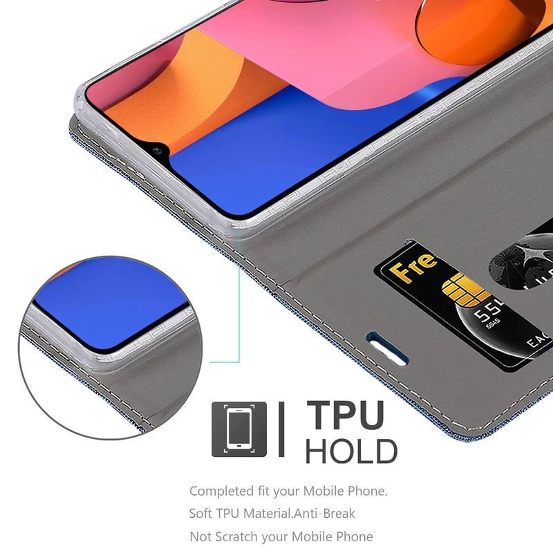 Cadorabo Hülle kompatibel mit Samsung Galaxy A20s Schutzhülle mit Magnetverschluss, Standfunktion und Kartenfach