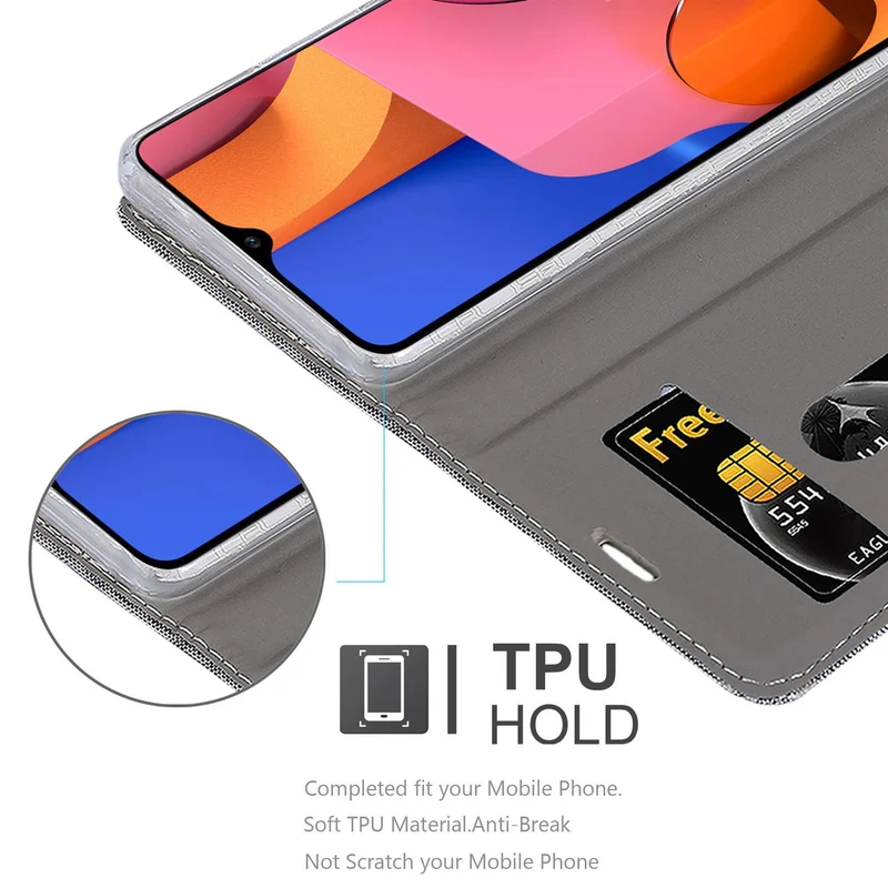 Cadorabo Hülle kompatibel mit Samsung Galaxy A20s Schutzhülle mit Magnetverschluss, Standfunktion und Kartenfach