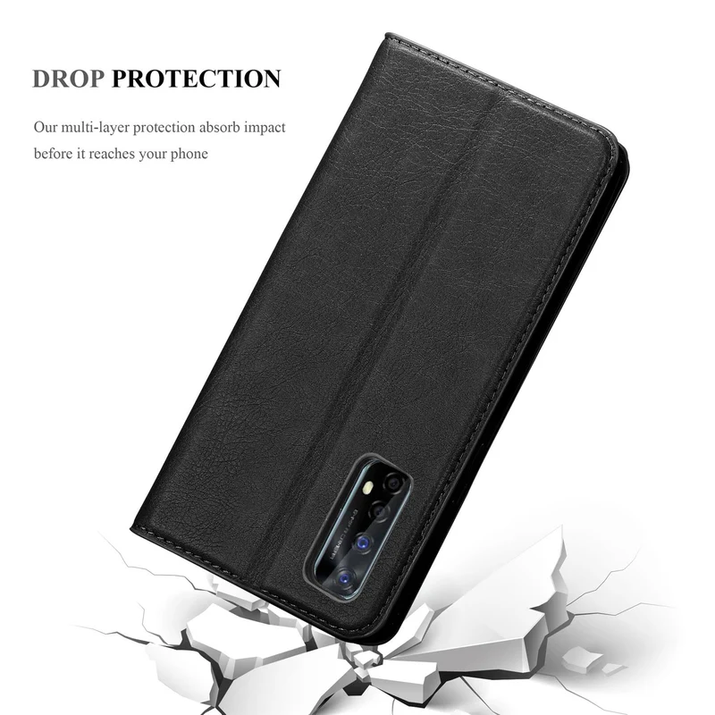 Cadorabo Hülle kompatibel mit Oppo Realme 7 Schutzhülle mit Magnetverschluss, Standfunktion und Kartenfach