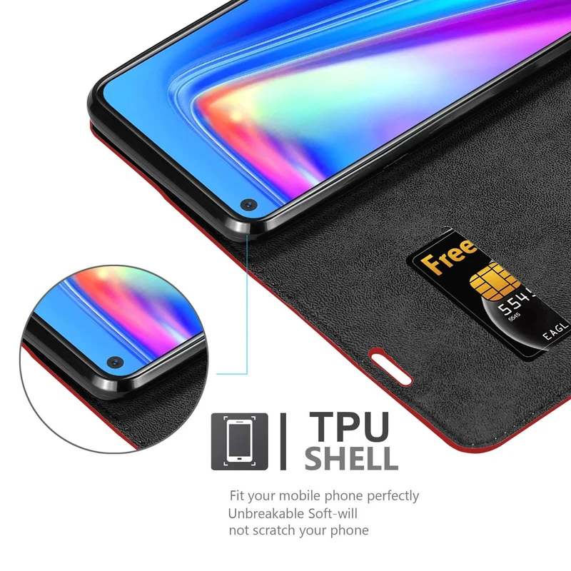 Cadorabo Hülle kompatibel mit Oppo Realme 7 Schutzhülle mit Magnetverschluss, Standfunktion und Kartenfach